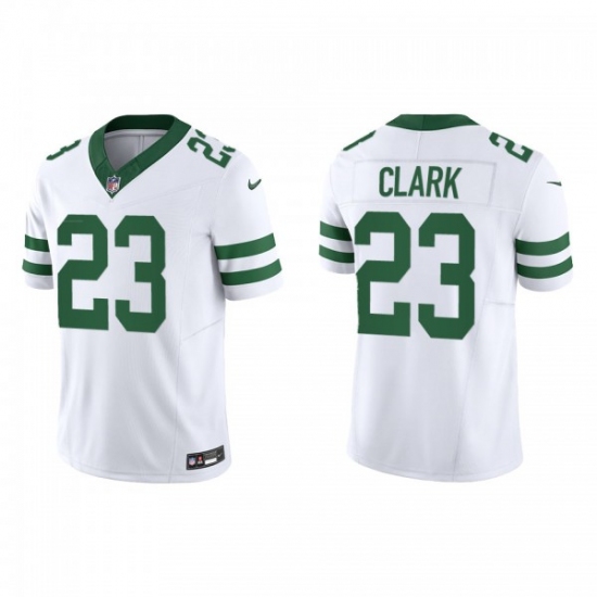 Men's Nike New York Jets 23 Chuck Clark White 2023 F.U.S.E. Vapor Limited Throwback Stitched Football Jersey