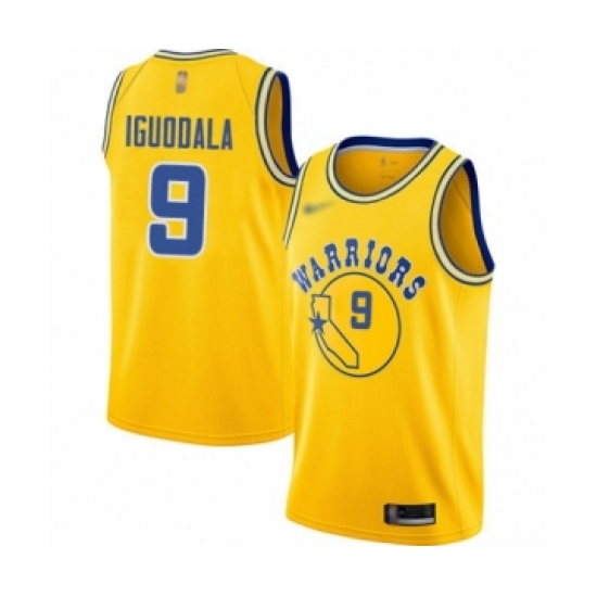 Youth Golden State Warriors 9 Andre Iguodala Swingman Gold Hardwood Classics Basketball Jersey