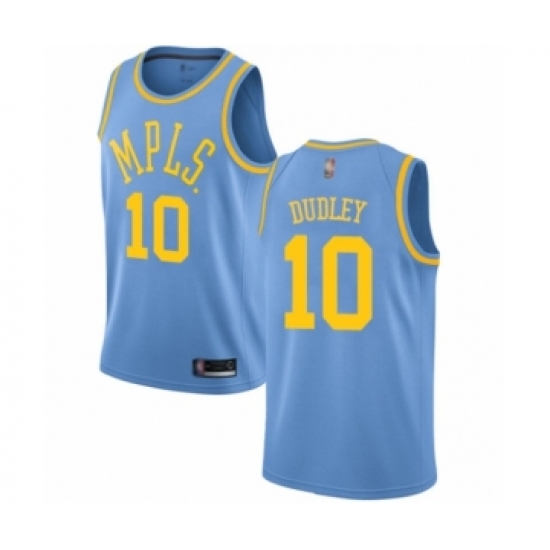 Men's Los Angeles Lakers 10 Jared Dudley Authentic Blue Hardwood Classics Basketball Jersey