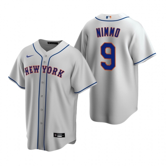 Men's Nike New York Mets 9 Brandon Nimmo Gray Road Stitched Baseball Jersey