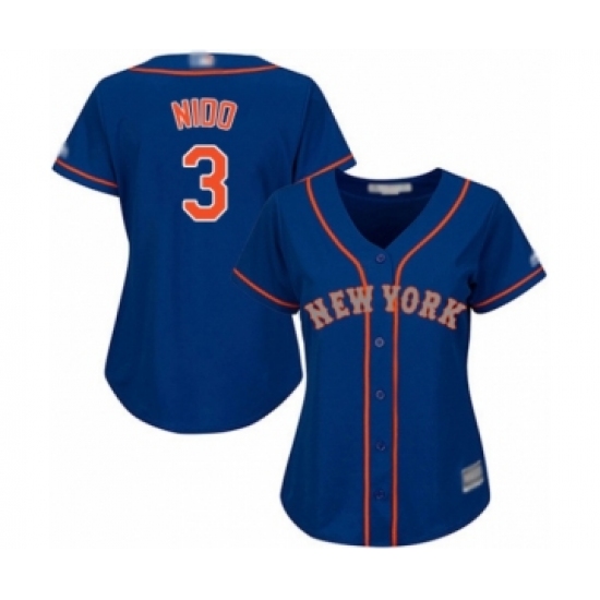 Women's New York Mets 3 Tomas Nido Authentic Royal Blue Alternate Road Cool Base Baseball Player Jersey