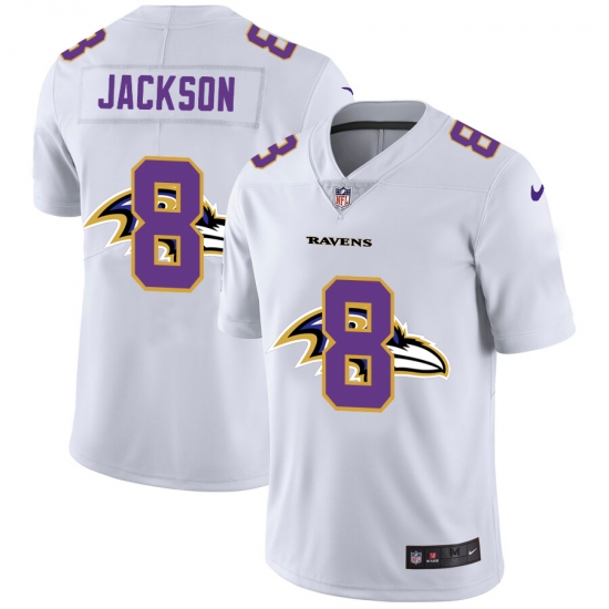 Men's Baltimore Ravens 8 Lamar Jackson White Nike White Shadow Edition Limited Jersey