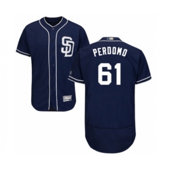 Men's San Diego Padres 61 Luis Perdomo Navy Blue Alternate Flex Base Authentic Collection Baseball Player Jersey