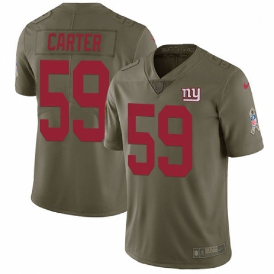 Men's Nike New York Giants 59 Lorenzo Carter Limited Olive 2017 Salute to Service NFL Jersey