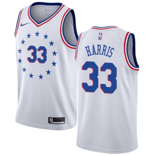 Men's Nike Philadelphia 76ers 33 Tobias Harris White NBA Swingman Earned Edition Jersey