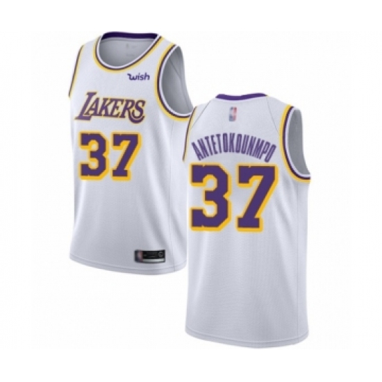 Youth Los Angeles Lakers 37 Kostas Antetokounmpo Swingman White Basketball Jersey - Association Edition