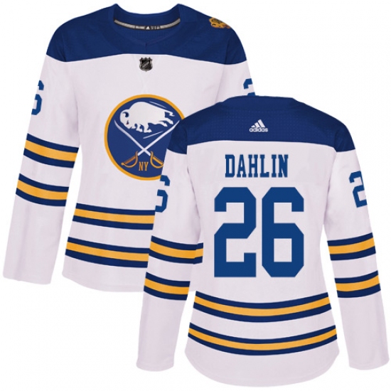 Women's Adidas Buffalo Sabres 26 Rasmus Dahlin Authentic White 2018 Winter Classic NHL Jersey