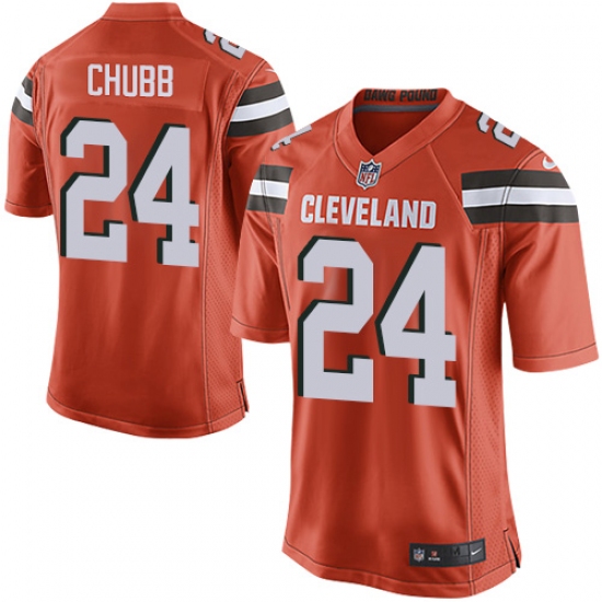 Men's Nike Cleveland Browns 24 Nick Chubb Game Orange Alternate NFL Jersey