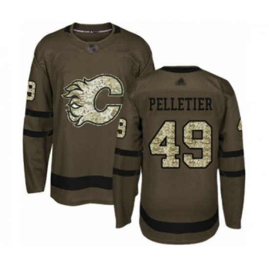 Men's Calgary Flames 49 Jakob Pelletier Authentic Green Salute to Service Hockey Jersey