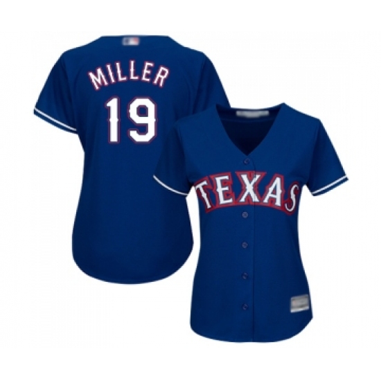 Women's Texas Rangers 19 Shelby Miller Replica Royal Blue Alternate 2 Cool Base Baseball Jersey