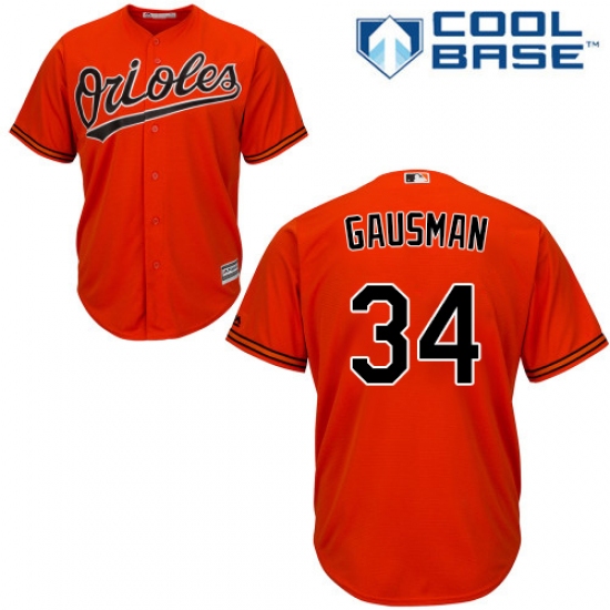 Youth Majestic Baltimore Orioles 34 Kevin Gausman Replica Orange Alternate Cool Base MLB Jersey