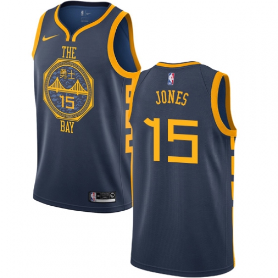 Youth Nike Golden State Warriors 15 Damian Jones Swingman Navy Blue NBA Jersey - City Edition