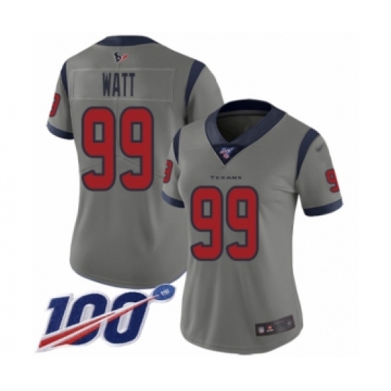 Women's Nike Houston Texans 99 J.J. Watt Limited Gray Inverted Legend 100th Season NFL Jersey