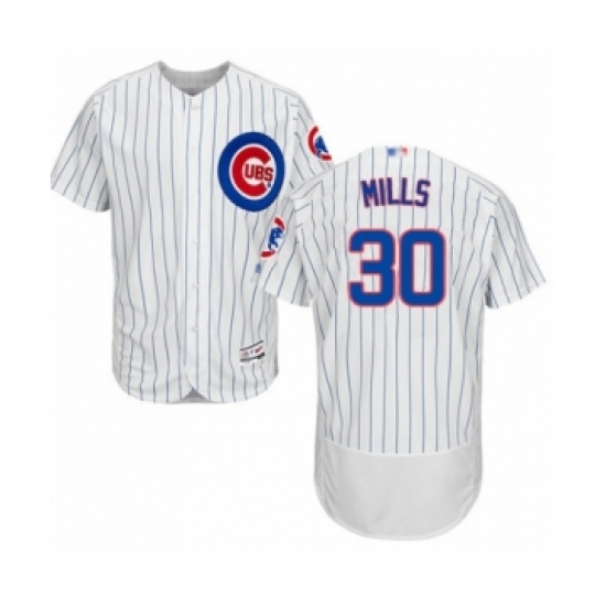 Men's Chicago Cubs 30 Alec Mills White Home Flex Base Authentic Collection Baseball Player Jersey