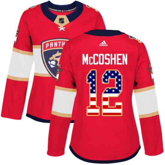 Women's Adidas Florida Panthers 12 Ian McCoshen Authentic Red USA Flag Fashion NHL Jersey