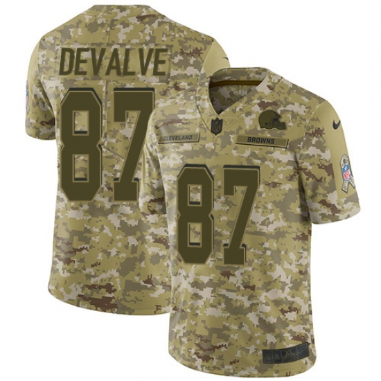 Men's Nike Cleveland Browns 87 Seth DeValve Limited Camo 2018 Salute to Service NFL Jersey