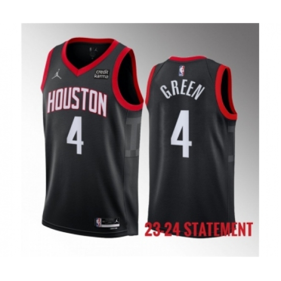 Men's Houston Rockets 4 Jalen Green Black 2023 Statement Edition Stitched Basketball Jersey