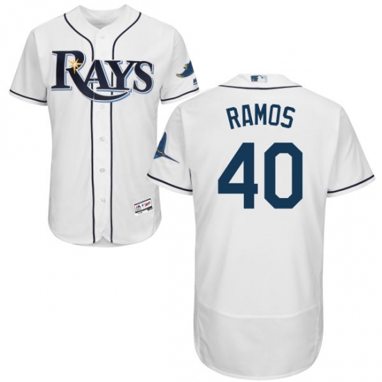 Men's Majestic Tampa Bay Rays 40 Wilson Ramos White Flexbase Authentic Collection MLB Jersey