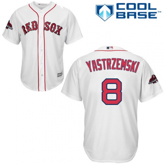 Youth Majestic Boston Red Sox 8 Carl Yastrzemski Authentic White Home Cool Base 2018 World Series Champions MLB Jersey