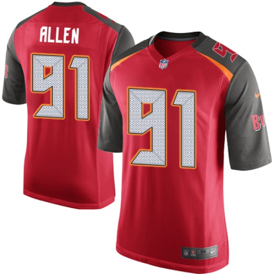 Men's Nike Tampa Bay Buccaneers 91 Beau Allen Game Red Team Color NFL Jersey