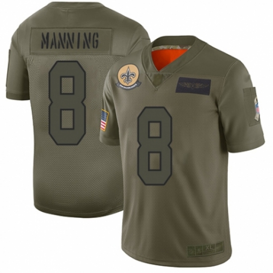 Youth New Orleans Saints 8 Archie Manning Limited Camo 2019 Salute to Service Football Jersey