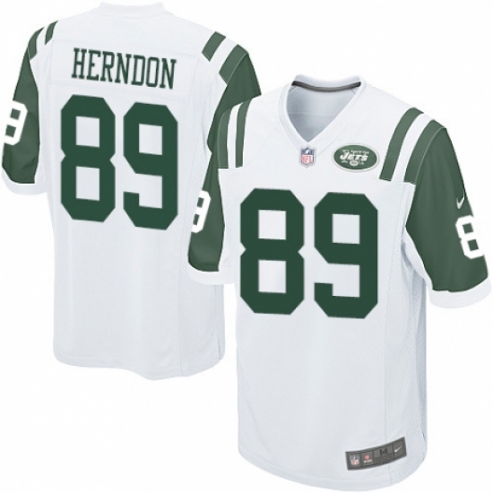 Men's Nike New York Jets 89 Chris Herndon Game White NFL Jersey