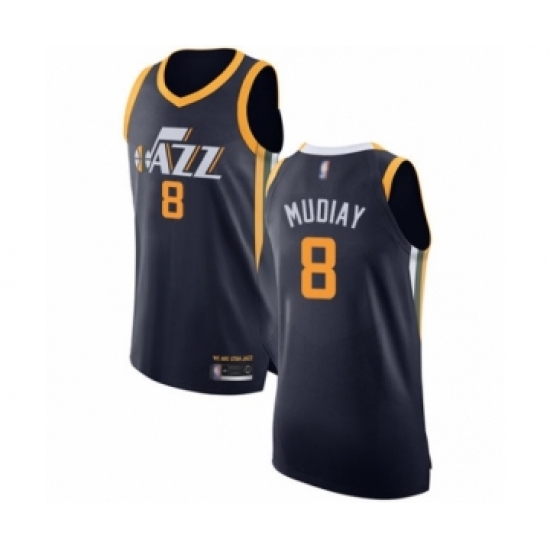 Men's Utah Jazz 8 Emmanuel Mudiay Authentic Navy Blue Basketball Jersey - Icon Edition