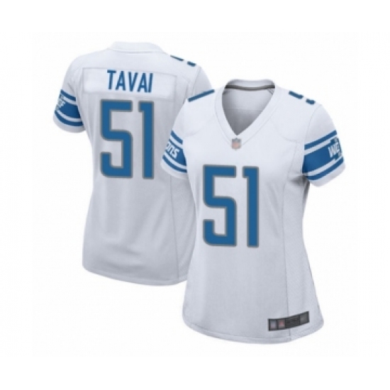 Women's Detroit Lions 51 Jahlani Tavai Game White Football Jersey