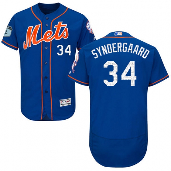 Men's Majestic New York Mets 34 Noah Syndergaard Royal Blue 2017 Spring Training Authentic Collection Flex Base MLB Jersey