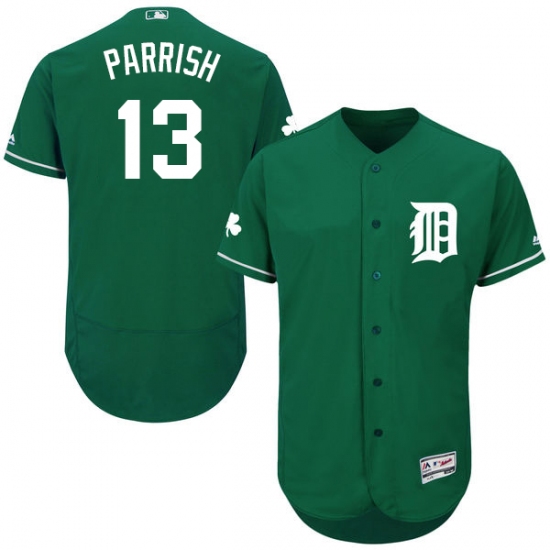 Men's Majestic Detroit Tigers 13 Lance Parrish Green Celtic Flexbase Authentic Collection MLB Jersey