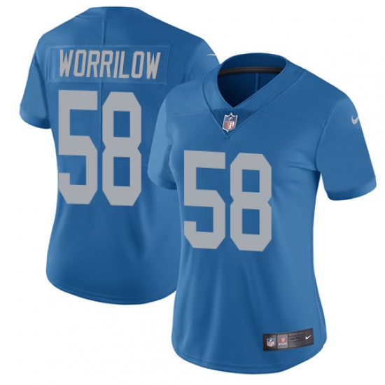 Women's Nike Detroit Lions 58 Paul Worrilow Blue Alternate Vapor Untouchable Elite Player NFL Jersey