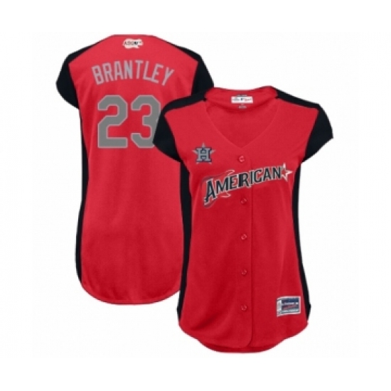 Women's Houston Astros 23 Michael Brantley Authentic Red American League 2019 Baseball All-Star Jersey