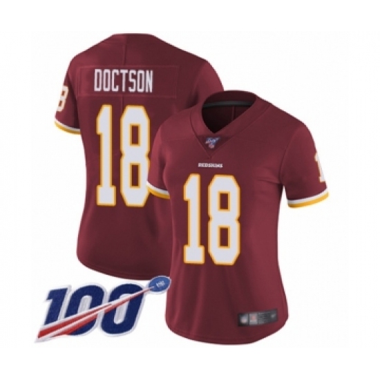 Women's Washington Redskins 18 Josh Doctson Burgundy Red Team Color Vapor Untouchable Limited Player 100th Season Football Jersey