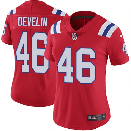 Women's Nike New England Patriots 46 James Develin Red Alternate Vapor Untouchable Limited Player NFL Jersey