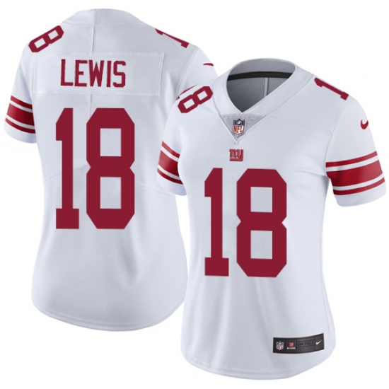 Women's Nike New York Giants 18 Roger Lewis White Vapor Untouchable Elite Player NFL Jersey