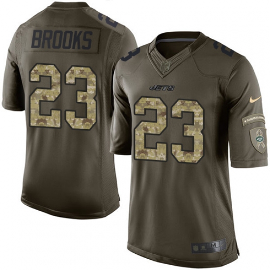 Men's Nike New York Jets 23 Terrence Brooks Elite Green Salute to Service NFL Jersey