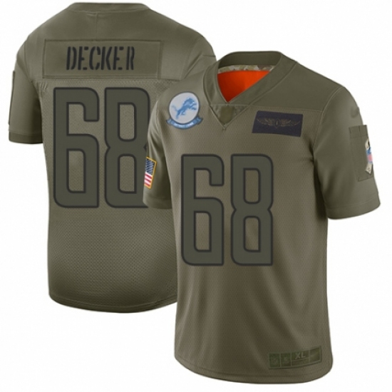 Women's Detroit Lions 68 Taylor Decker Limited Camo 2019 Salute to Service Football Jersey