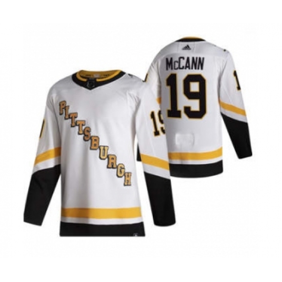 Men's Pittsburgh Penguins 19 Jared McCann White 2020-21 Reverse Retro Alternate Hockey Jersey