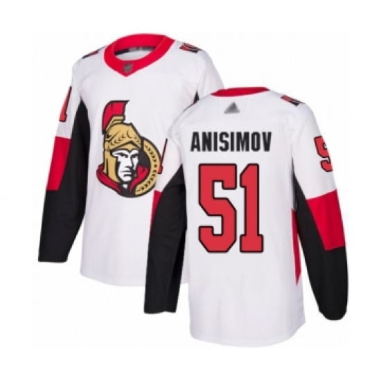 Youth Ottawa Senators 51 Artem Anisimov Authentic White Away Hockey Jersey