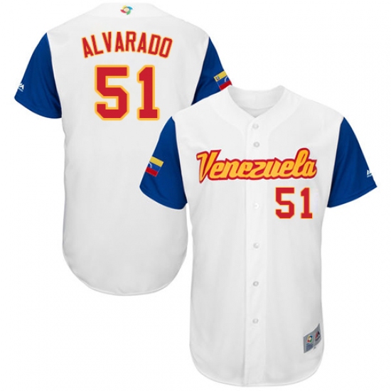 Men's Venezuela Baseball Majestic 51 Jose Alvarado White 2017 World Baseball Classic Authentic Team Jersey