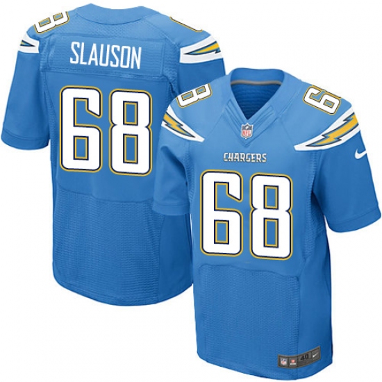 Men's Nike Los Angeles Chargers 68 Matt Slauson Elite Electric Blue Alternate NFL Jersey