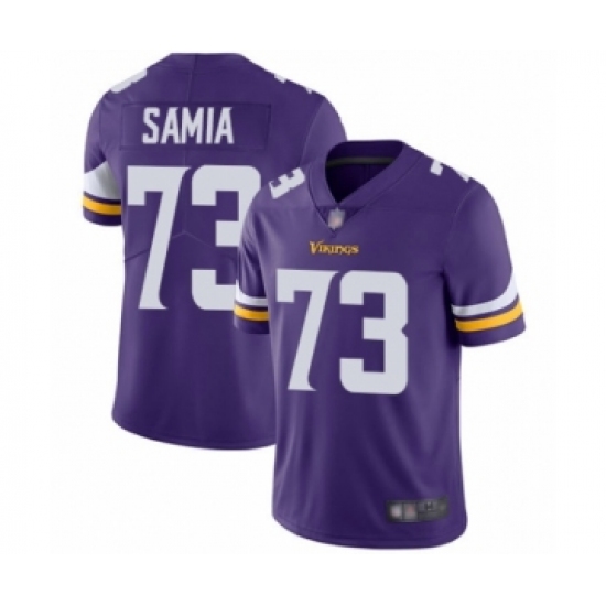 Men's Minnesota Vikings 73 Dru Samia Purple Team Color Vapor Untouchable Limited Player Football Jersey