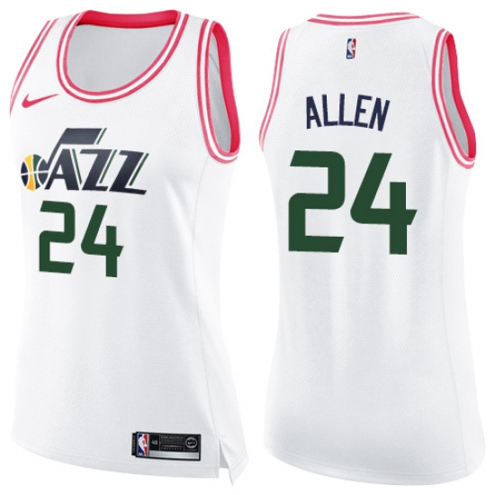 Women's Nike Utah Jazz 24 Grayson Allen Swingman White Pink Fashion NBA Jersey