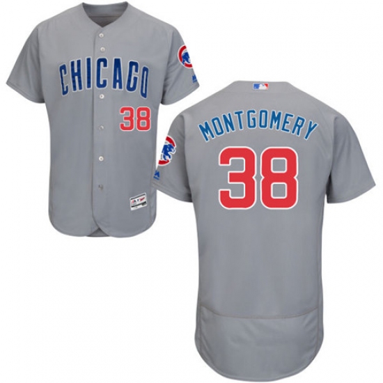 Men's Majestic Chicago Cubs 38 Mike Montgomery Grey Road Flexbase Authentic Collection MLB Jersey