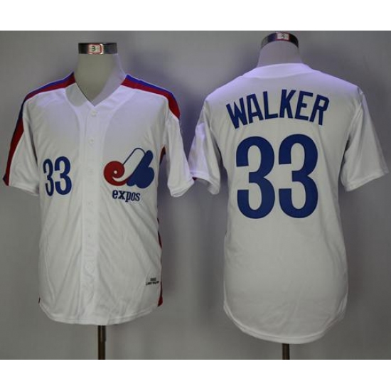 Mitchell And Ness Montreal Expos 33 Larry Walker White Throwback Stitched MLB Jersey