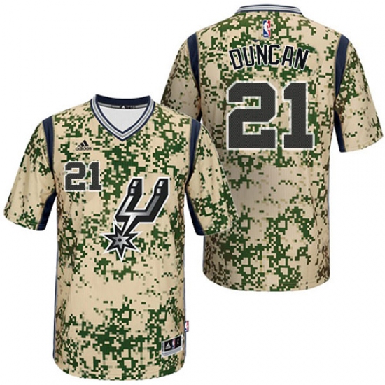 Men's Adidas San Antonio Spurs 21 Tim Duncan Swingman Camo Pride NBA Jersey