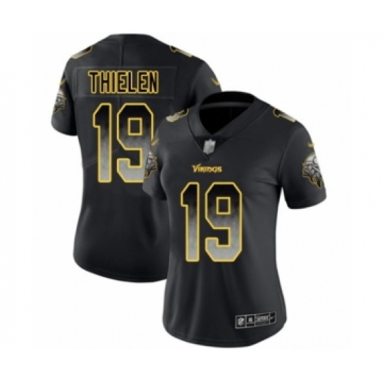 Women's Minnesota Vikings 19 Adam Thielen Limited Black Smoke Fashion Football Jersey