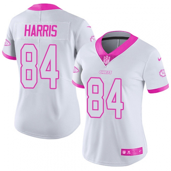 Women's Nike Kansas City Chiefs 84 Demetrius Harris Limited White/Pink Rush Fashion NFL Jersey