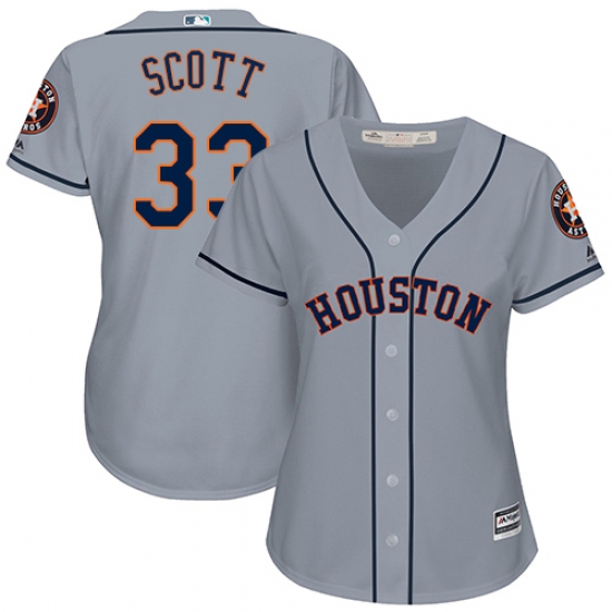 Women's Majestic Houston Astros 33 Mike Scott Authentic Grey Road Cool Base MLB Jersey