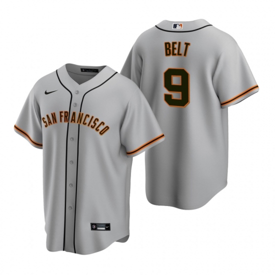 Men's Nike San Francisco Giants 9 Brandon Belt Gray Road Stitched Baseball Jersey